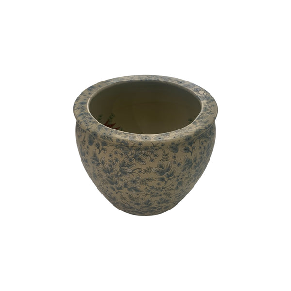 Enameled Porcelain Satsuma Style Large Fishbowl Garden Pot Planter