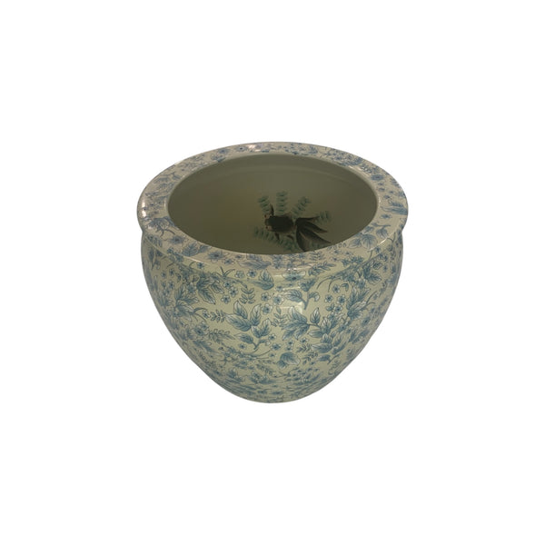 Enameled Porcelain Satsuma Style Large Fishbowl Garden Pot Planter