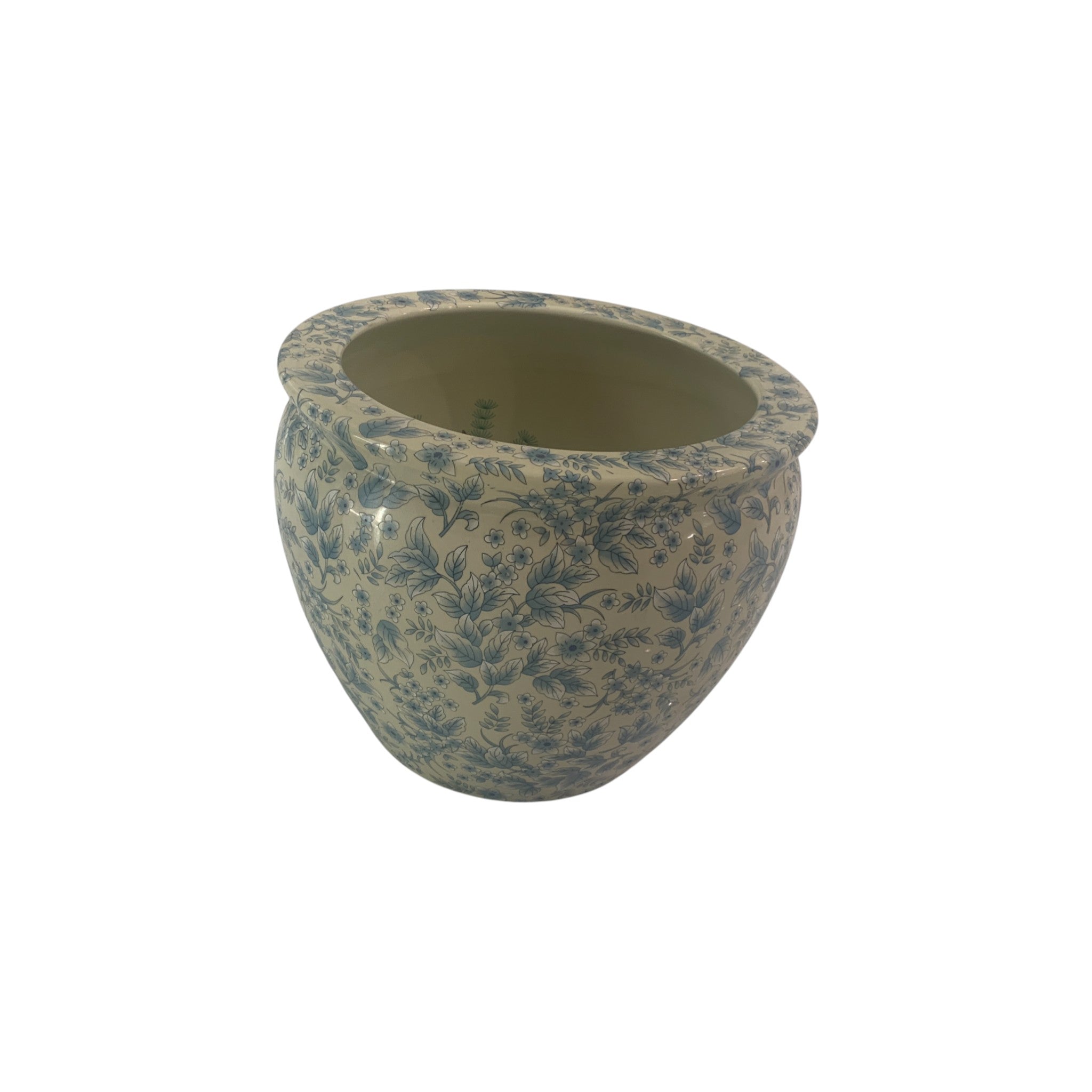 Enameled Porcelain Satsuma Style Large Fishbowl Garden Pot Planter