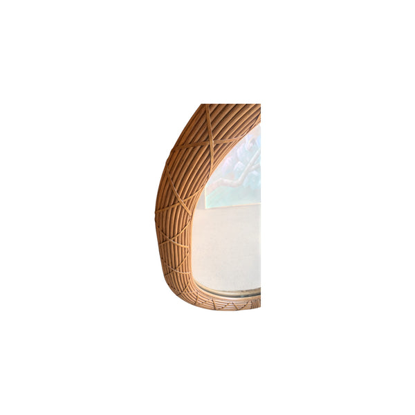 Vintage Coastal Oval Pencil Reed Rattan Mirror