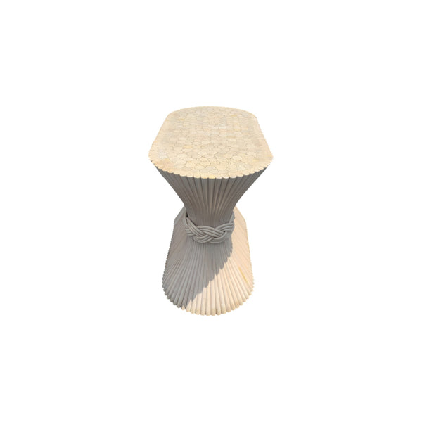 Hollywood Regency McGuire Style Oval Sheaf of Wheat Bamboo Pedestal Dining Table