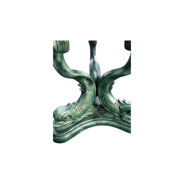 Ballard Designs Attributed Koi Fish Neoclassical Pedestal Dining Side Table