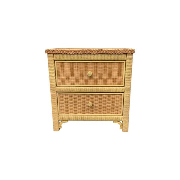 Lexington Henry Link Style Yellow Wicker Two-Drawer Commode Nightstand
