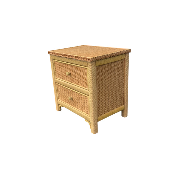 Lexington Henry Link Style Yellow Wicker Two-Drawer Commode Nightstand
