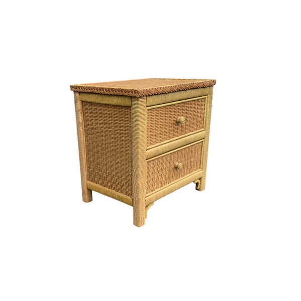 Lexington Henry Link Style Yellow Wicker Two-Drawer Commode Nightstand