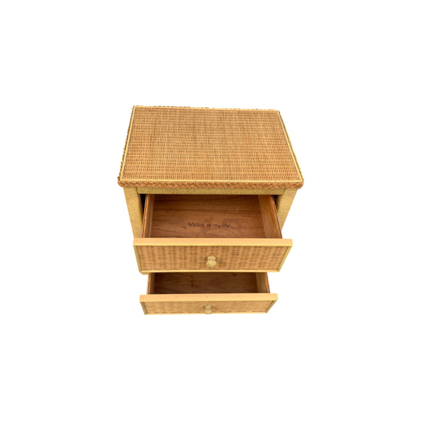 Lexington Henry Link Style Yellow Wicker Two-Drawer Commode Nightstand