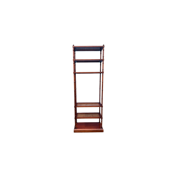 Hickory chair co cane/glass faux bamboo etagere