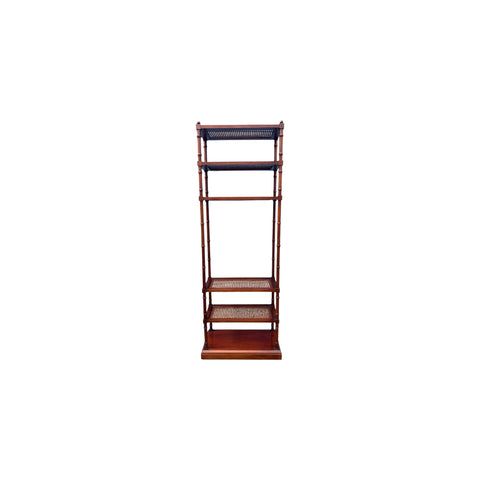 Hickory chair co cane/glass faux bamboo etagere