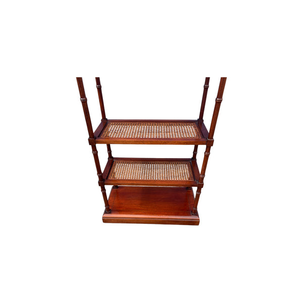 Hickory chair co cane/glass faux bamboo etagere