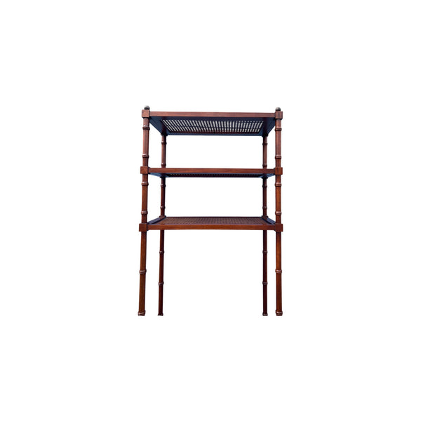 Hickory chair co cane/glass faux bamboo etagere