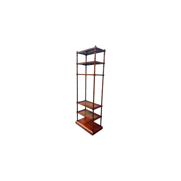 Hickory chair co cane/glass faux bamboo etagere