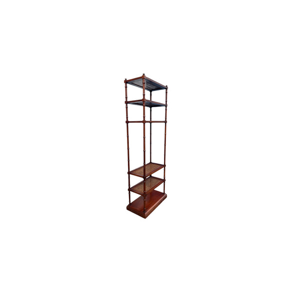 Hickory chair co cane/glass faux bamboo etagere