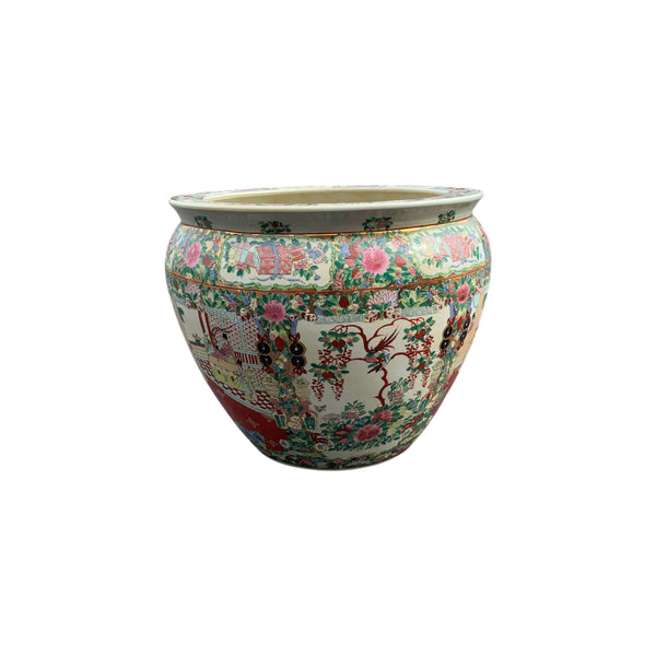 Large vintage Chinese Satsuma style jardiniere Koi fish Bowl Coffee Table