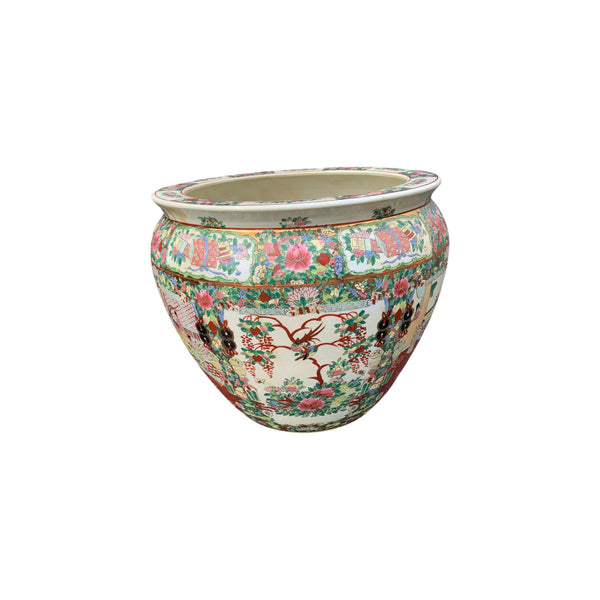 Large vintage Chinese Satsuma style jardiniere Koi fish Bowl Coffee Table