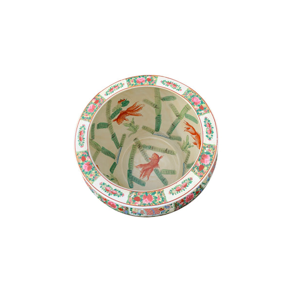Large vintage Chinese Satsuma style jardiniere Koi fish Bowl Coffee Table