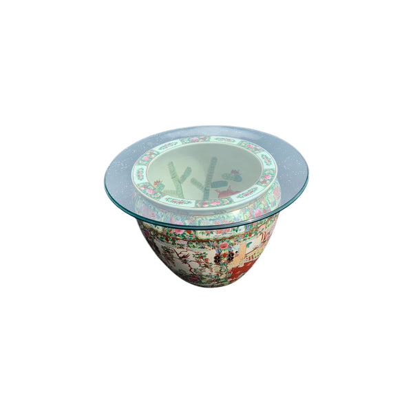 Large vintage Chinese Satsuma style jardiniere Koi fish Bowl Coffee Table