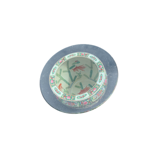 Large vintage Chinese Satsuma style jardiniere Koi fish Bowl Coffee Table