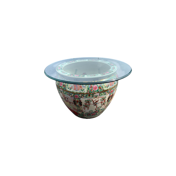 Large vintage Chinese Satsuma style jardiniere Koi fish Bowl Coffee Table