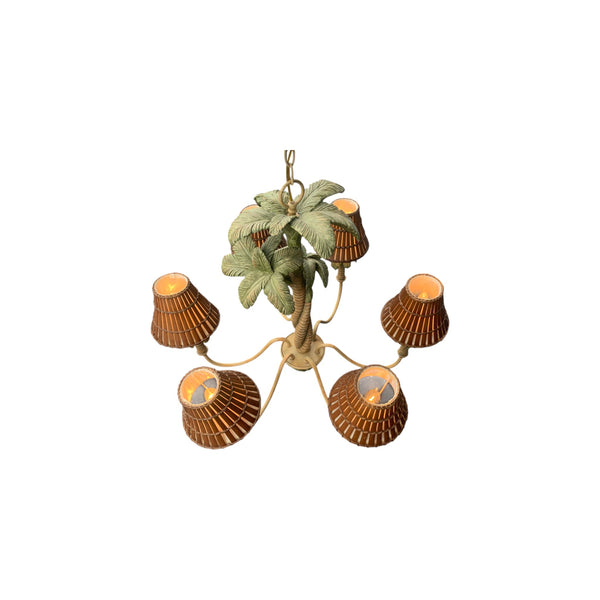 Vintage Three Palm Tree Chandelier 6 arms