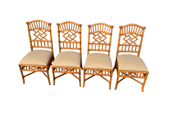 Lexington Tommy Bahama Rattan Chinese Chippendale Dining chairs lot of 4