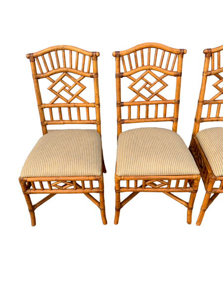 Lexington Tommy Bahama Rattan Chinese Chippendale Dining chairs lot of 4