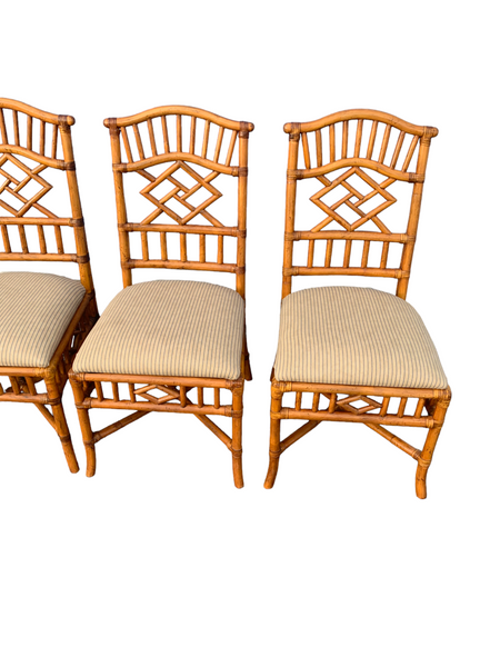 Lexington Tommy Bahama Rattan Chinese Chippendale Dining chairs lot of 4