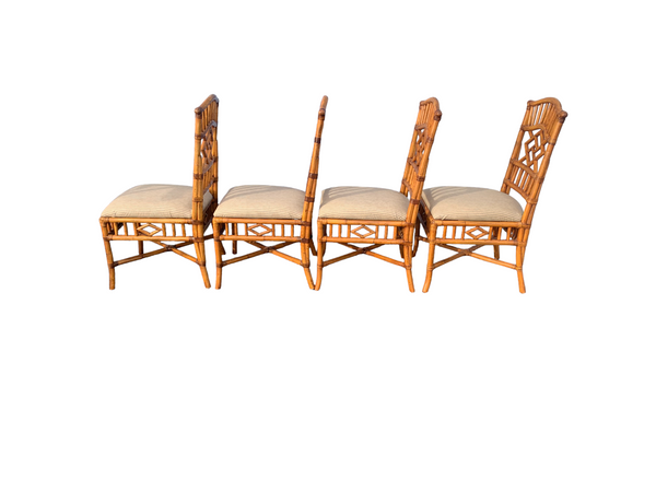 Lexington Tommy Bahama Rattan Chinese Chippendale Dining chairs lot of 4