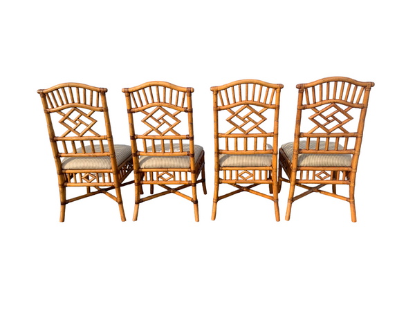 Lexington Tommy Bahama Rattan Chinese Chippendale Dining chairs lot of 4