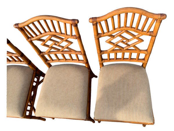 Lexington Tommy Bahama Rattan Chinese Chippendale Dining chairs lot of 4