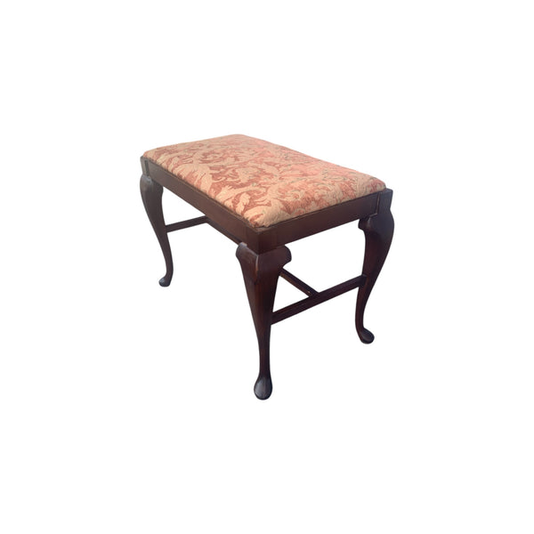 Vintage Queen Anne Style Mahogany Vanity Bench