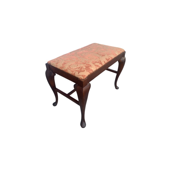 Vintage Queen Anne Style Mahogany Vanity Bench