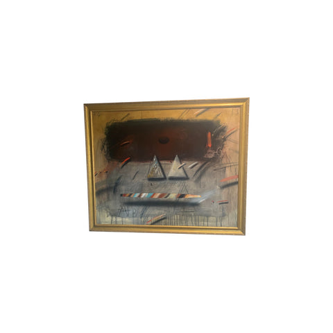 The Jørgen Waring (1938-2022) oil on board mixed abstract painting signed '83