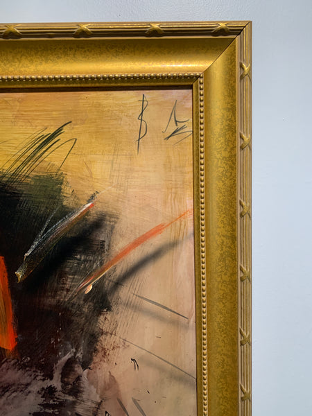 The Jørgen Waring (1938-2022) oil on board mixed abstract painting signed '83