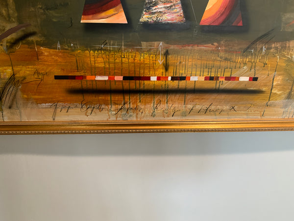 The Jørgen Waring (1938-2022) oil on board mixed abstract painting '83