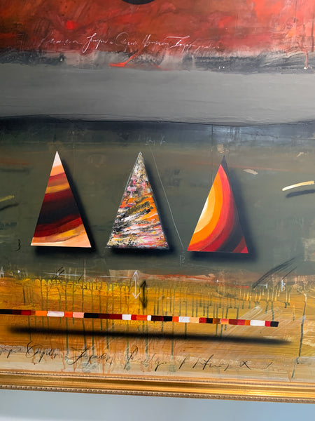 The Jørgen Waring (1938-2022) oil on board mixed abstract painting '83