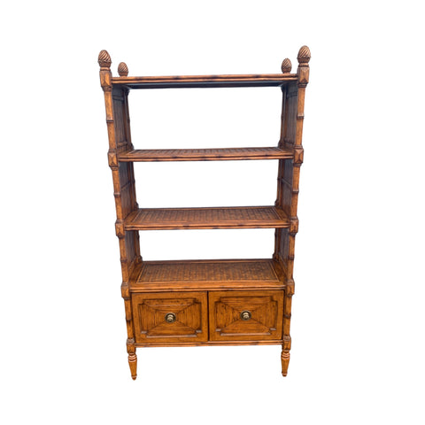 Tommy Bahama Rattan Bookcase Etagere with metal file holders (2)