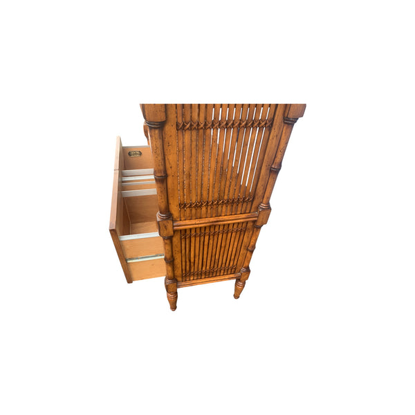 Tommy Bahama Rattan Bookcase Etagere with metal file holders (2)