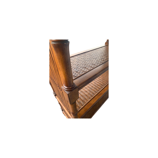 Tommy Bahama Rattan Bookcase Etagere with metal file holders (2)