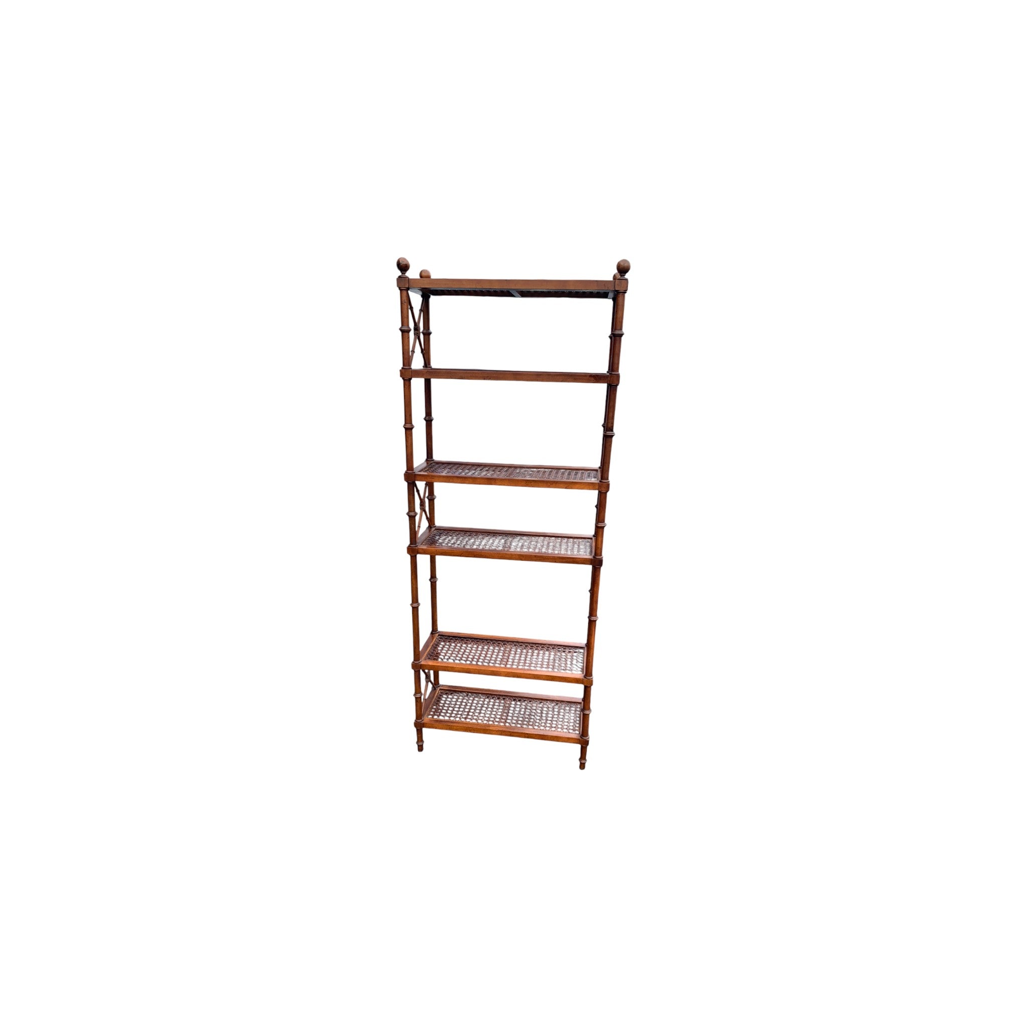 Regency Style Faux Bamboo & Cane Etagere Display Shelves
