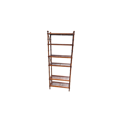 Regency Style Faux Bamboo & Cane Etagere Display Shelves