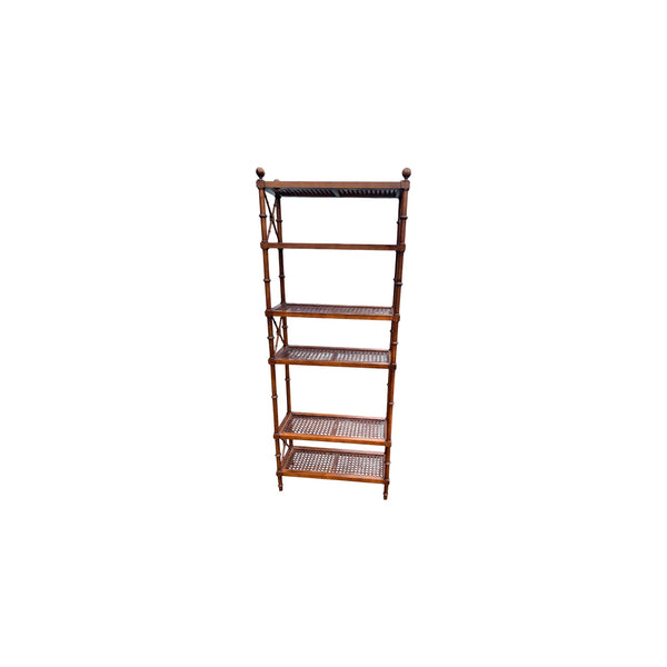 Regency Style Faux Bamboo & Cane Etagere Display Shelves