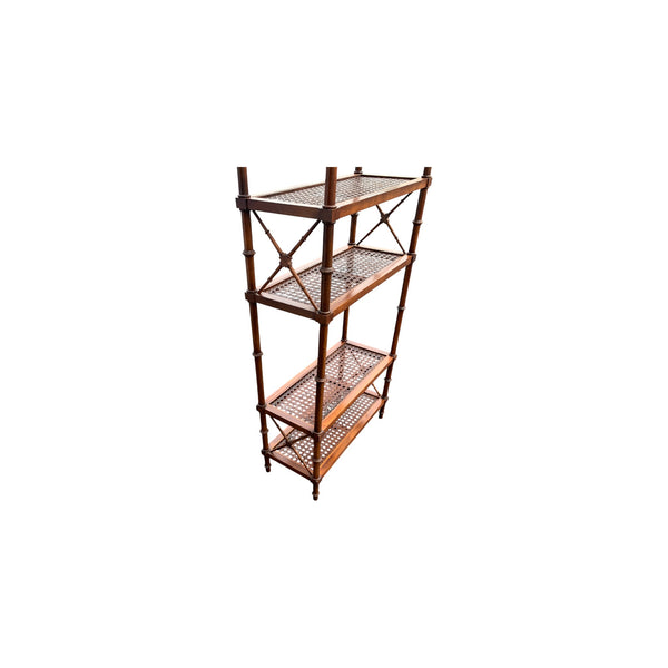 Regency Style Faux Bamboo & Cane Etagere Display Shelves