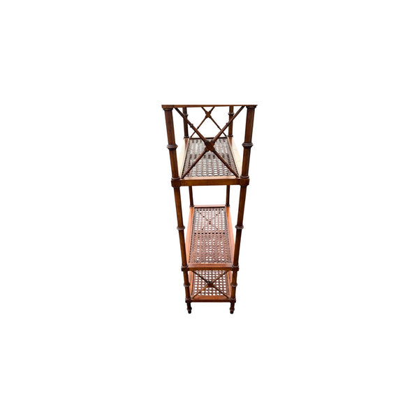 Regency Style Faux Bamboo & Cane Etagere Display Shelves