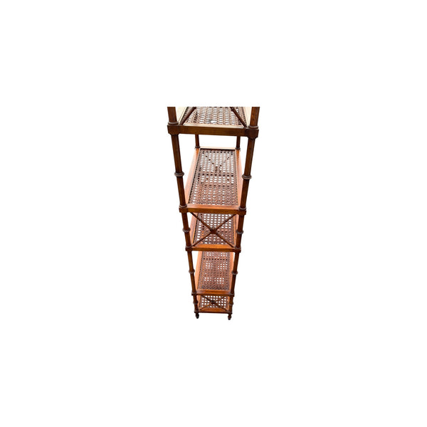 Regency Style Faux Bamboo & Cane Etagere Display Shelves