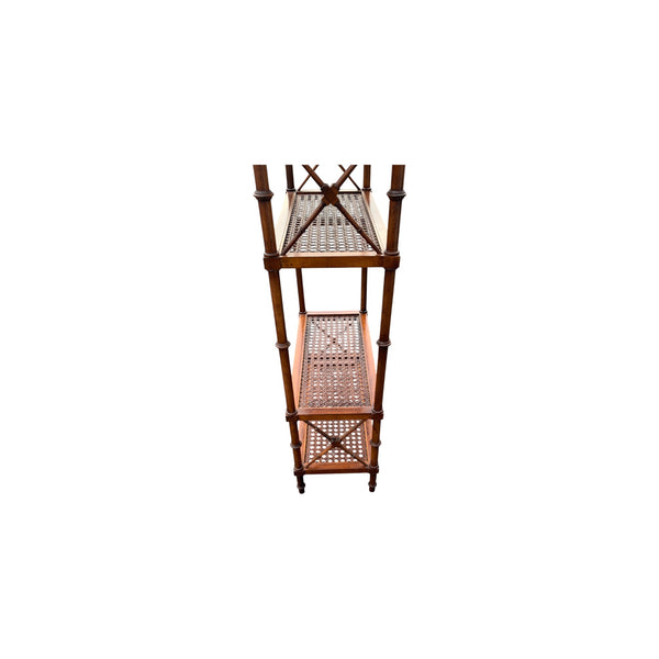 Regency Style Faux Bamboo & Cane Etagere Display Shelves