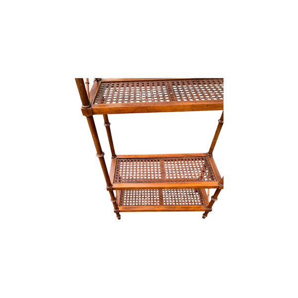 Regency Style Faux Bamboo & Cane Etagere Display Shelves