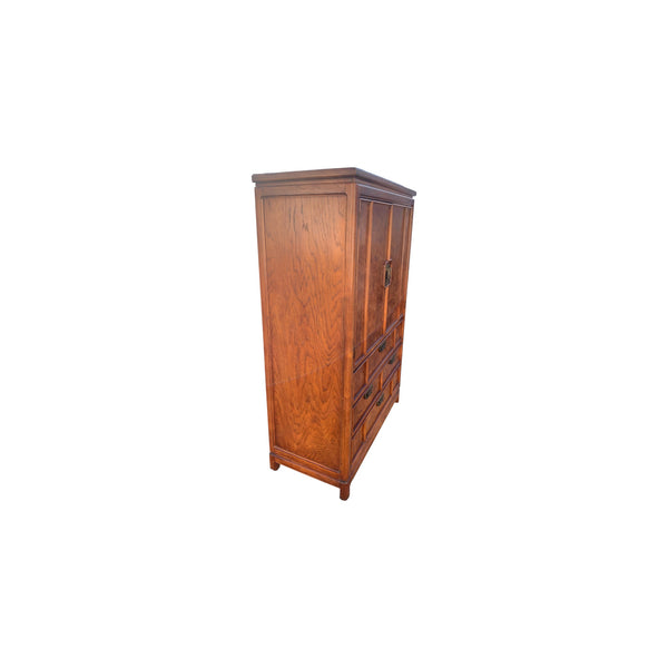 Vintage Thomasville Mystique Chinoiserie Armoire Pecan Burl Wood & Brass hardware