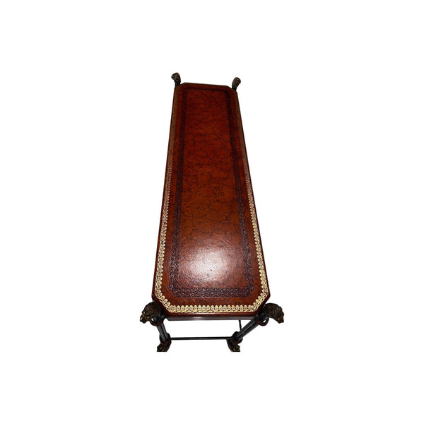 Egyptian Revival Neoclassical -Style Leather Top Console table by Maitland Smith