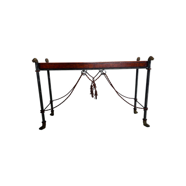 Egyptian Revival Neoclassical -Style Leather Top Console table by Maitland Smith