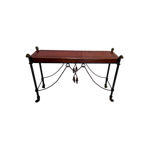 Egyptian Revival Neoclassical -Style Leather Top Console table by Maitland Smith